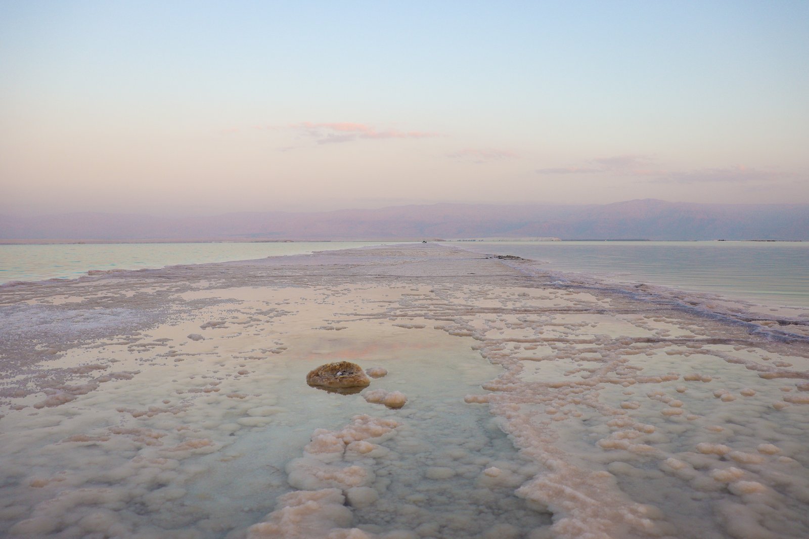 Salt formations at the Dead Sea at dawn